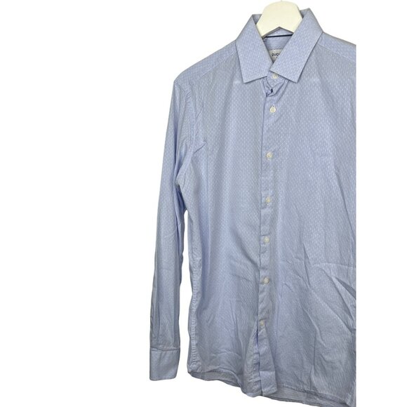 Duchamp Top Mens Medium Long Sleeve Button Down Shirt Blue Tailored Casual Work - Picture 2 of 12